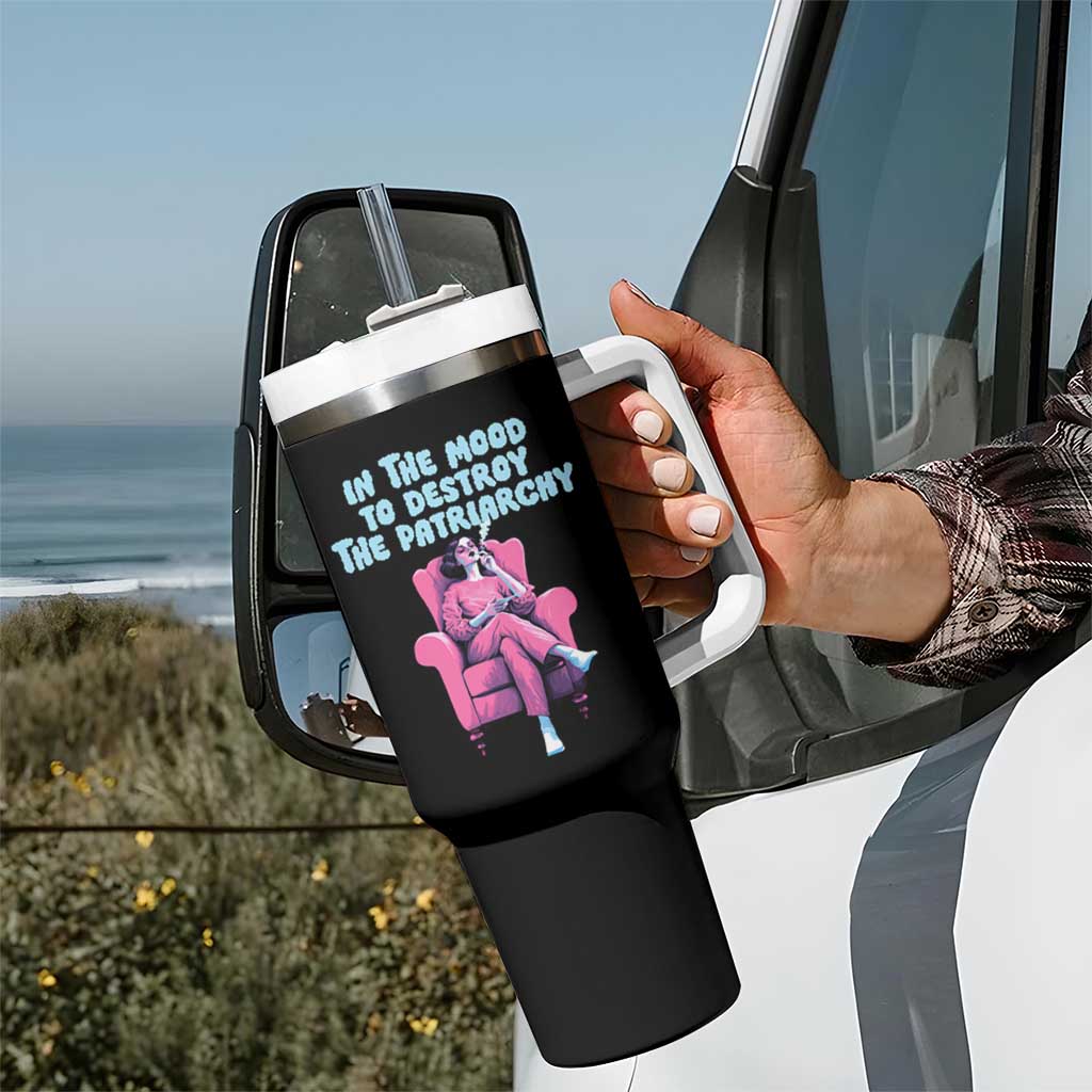 Feminist Tumbler With Handle In A Mood To Destroy The Patriarchy Cool Women Smoking
