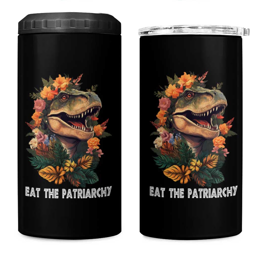 Eat The Patriarchy Feminist Dinosaur 4 in 1 Can Cooler Tumbler