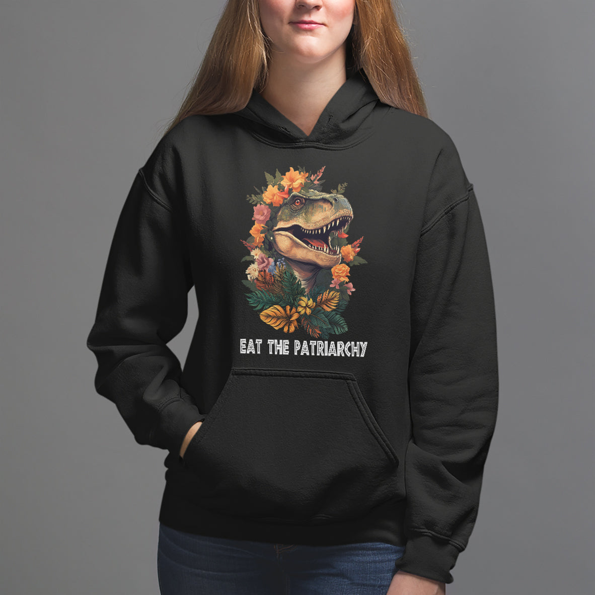 Eat The Patriarchy Feminist Dinosaur Hoodie - Wonder Print Shop