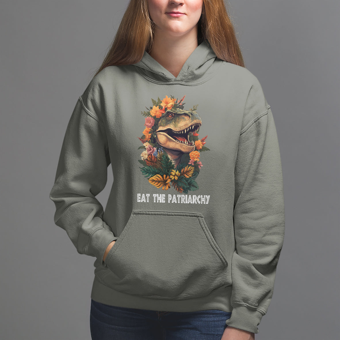 Eat The Patriarchy Feminist Dinosaur Hoodie - Wonder Print Shop