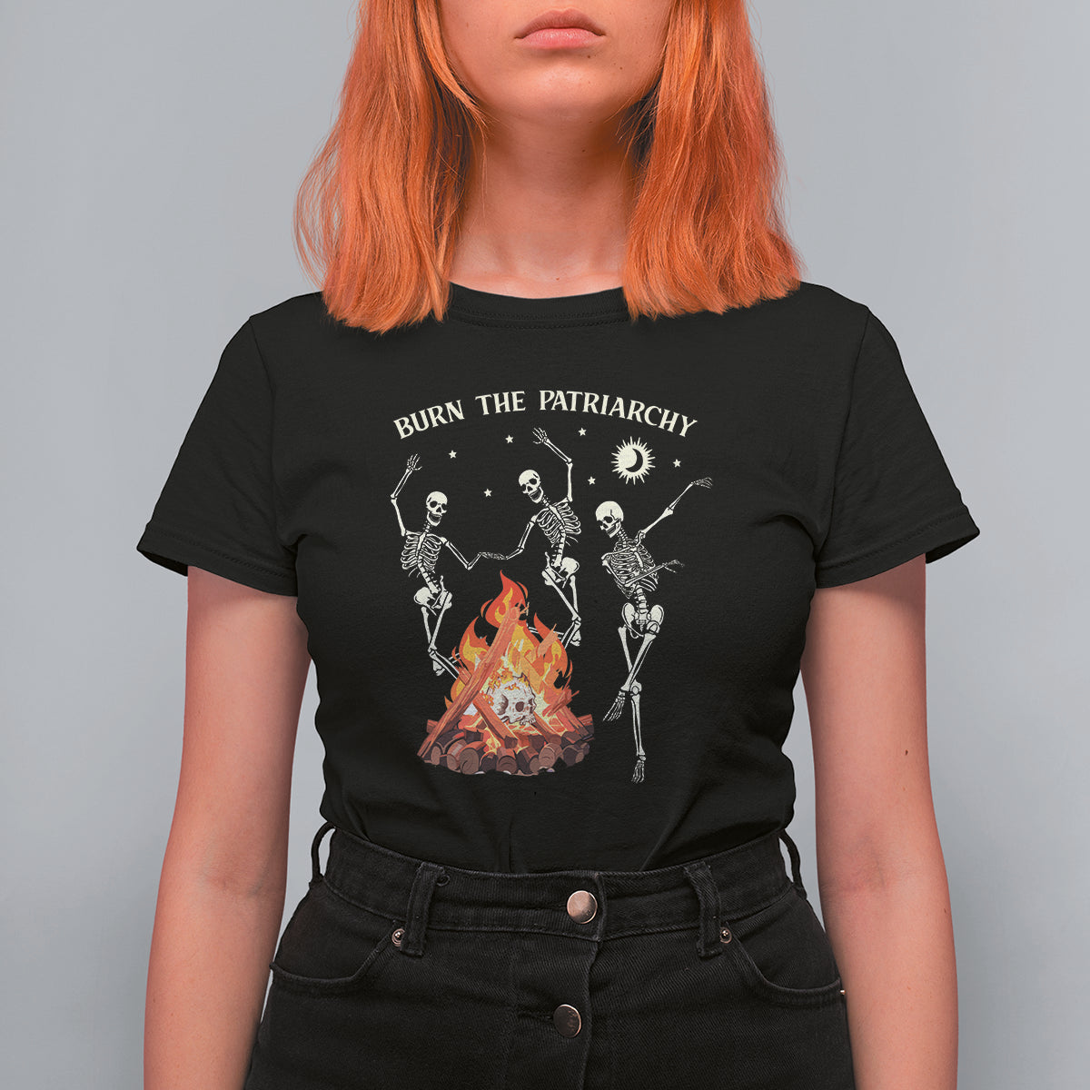 Funny Feminist T Shirt For Women Burn The Patriarchy Skeleton Dancing - Wonder Print Shop