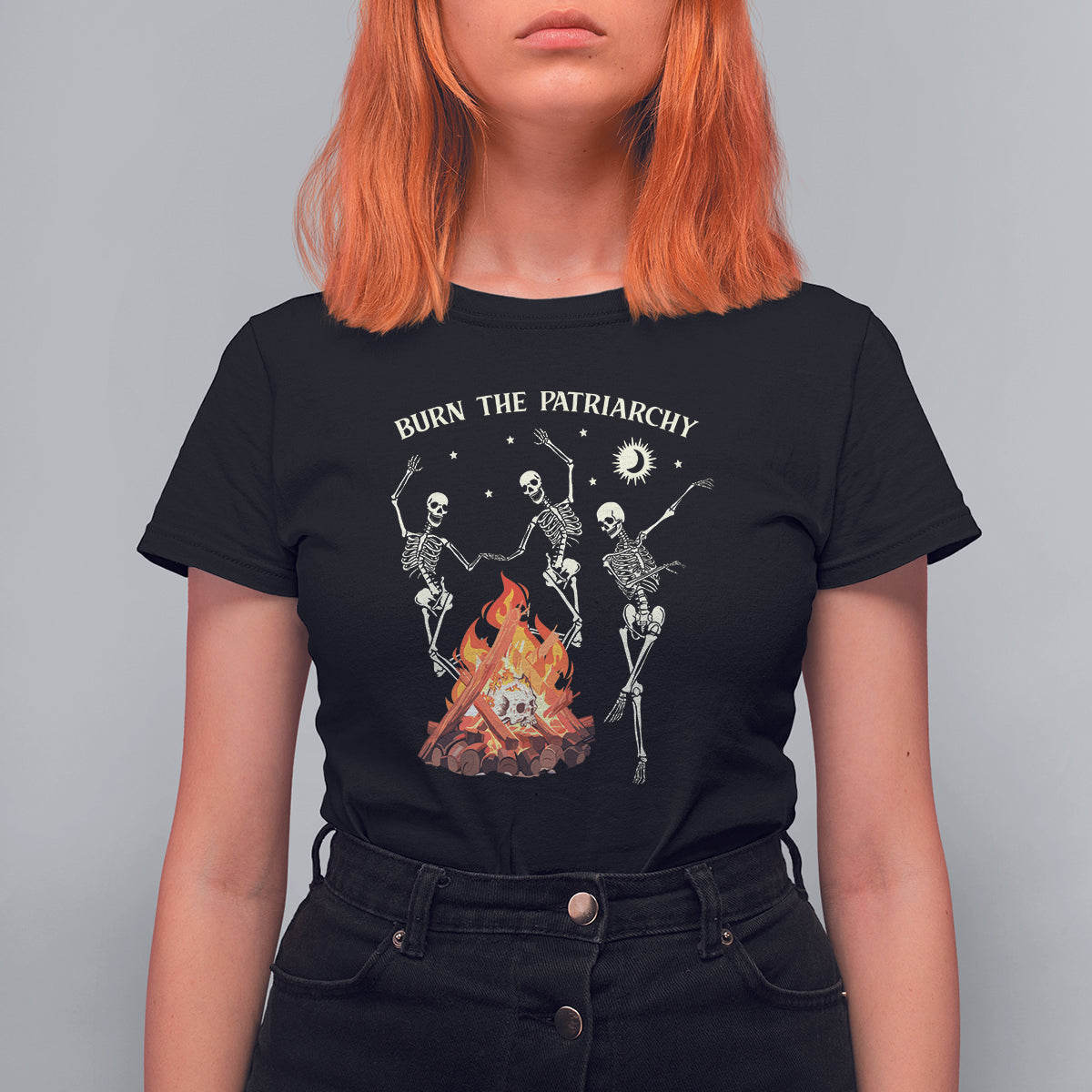Funny Feminist T Shirt For Women Burn The Patriarchy Skeleton Dancing - Wonder Print Shop
