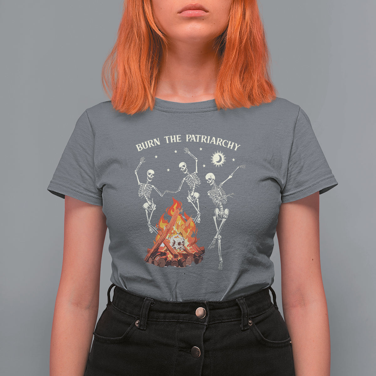 Funny Feminist T Shirt For Women Burn The Patriarchy Skeleton Dancing - Wonder Print Shop