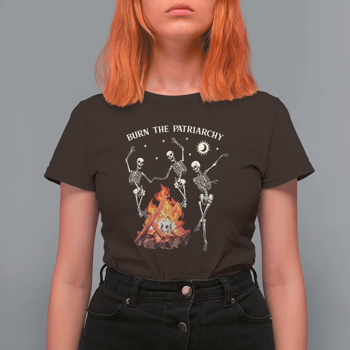 Funny Feminist T Shirt For Women Burn The Patriarchy Skeleton Dancing - Wonder Print Shop