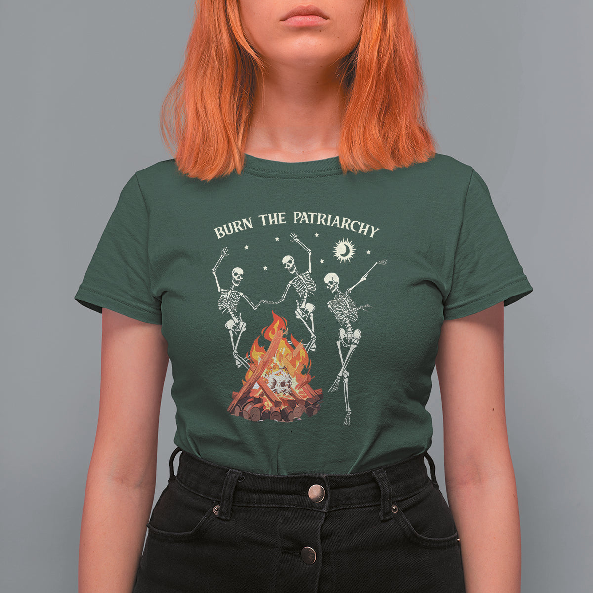 Funny Feminist T Shirt For Women Burn The Patriarchy Skeleton Dancing - Wonder Print Shop