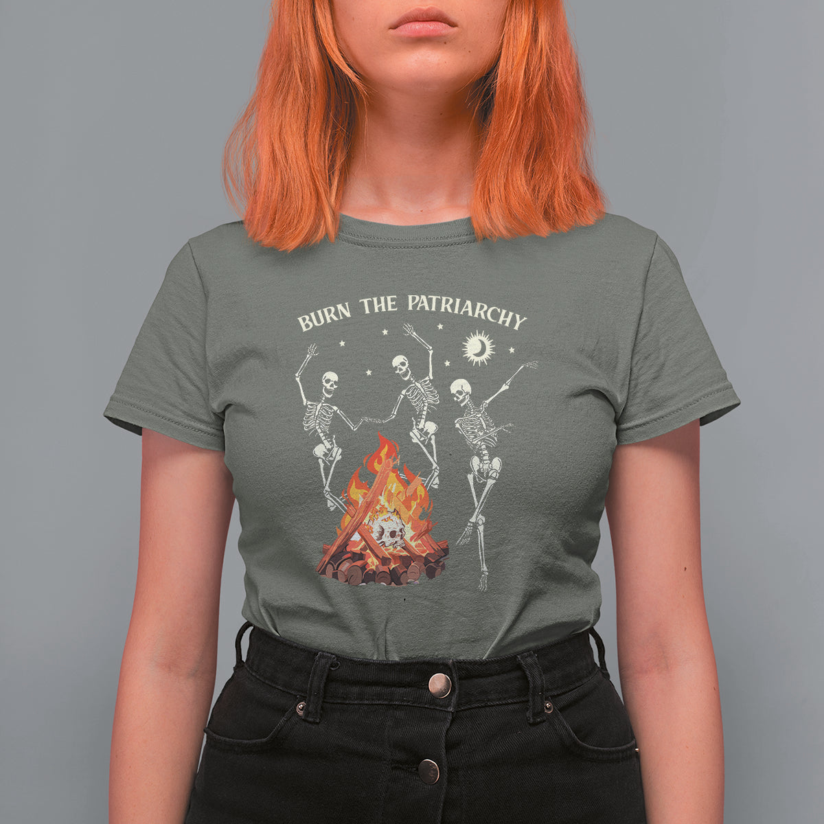Funny Feminist T Shirt For Women Burn The Patriarchy Skeleton Dancing - Wonder Print Shop