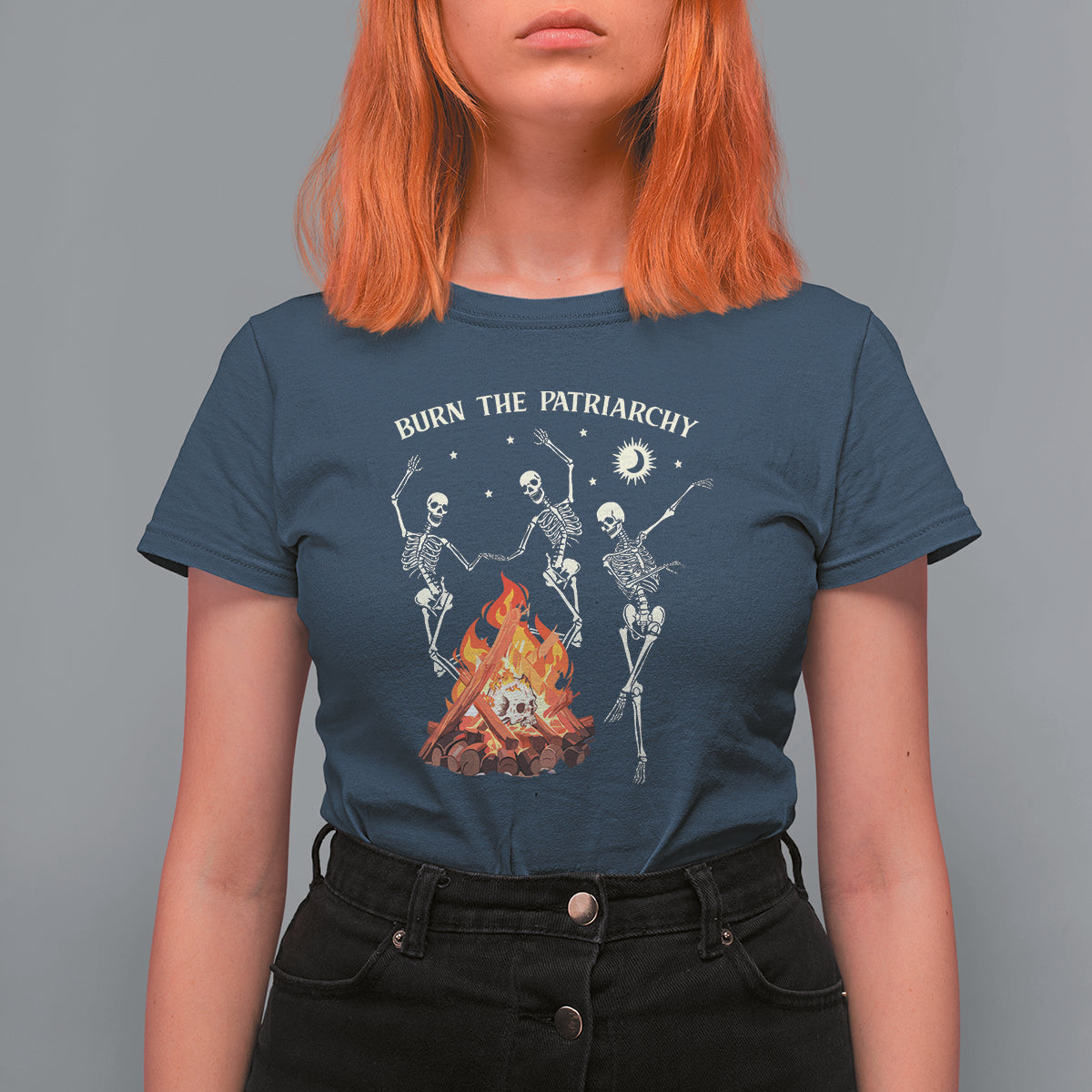 Funny Feminist T Shirt For Women Burn The Patriarchy Skeleton Dancing - Wonder Print Shop
