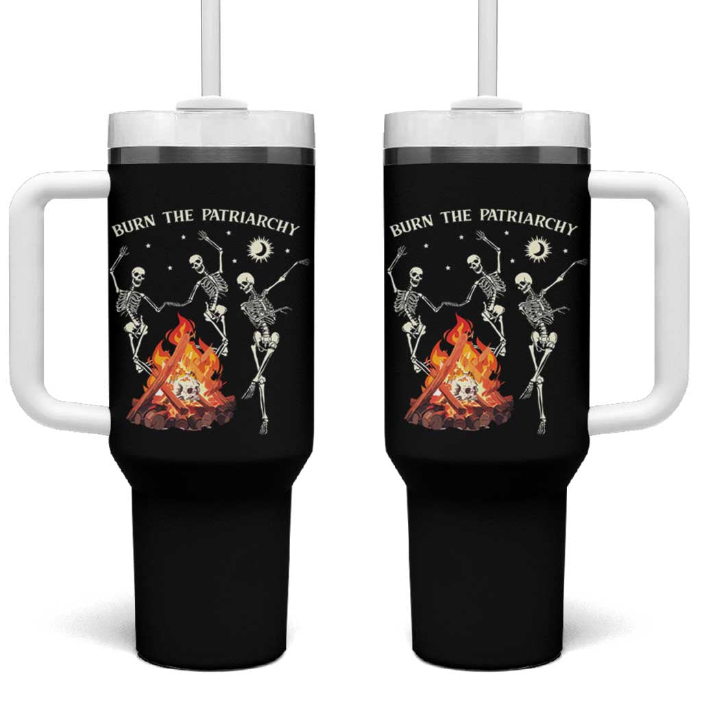 Funny Feminist Tumbler With Handle Burn The Patriarchy Skeleton Dancing