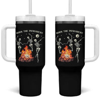 Funny Feminist Tumbler With Handle Burn The Patriarchy Skeleton Dancing
