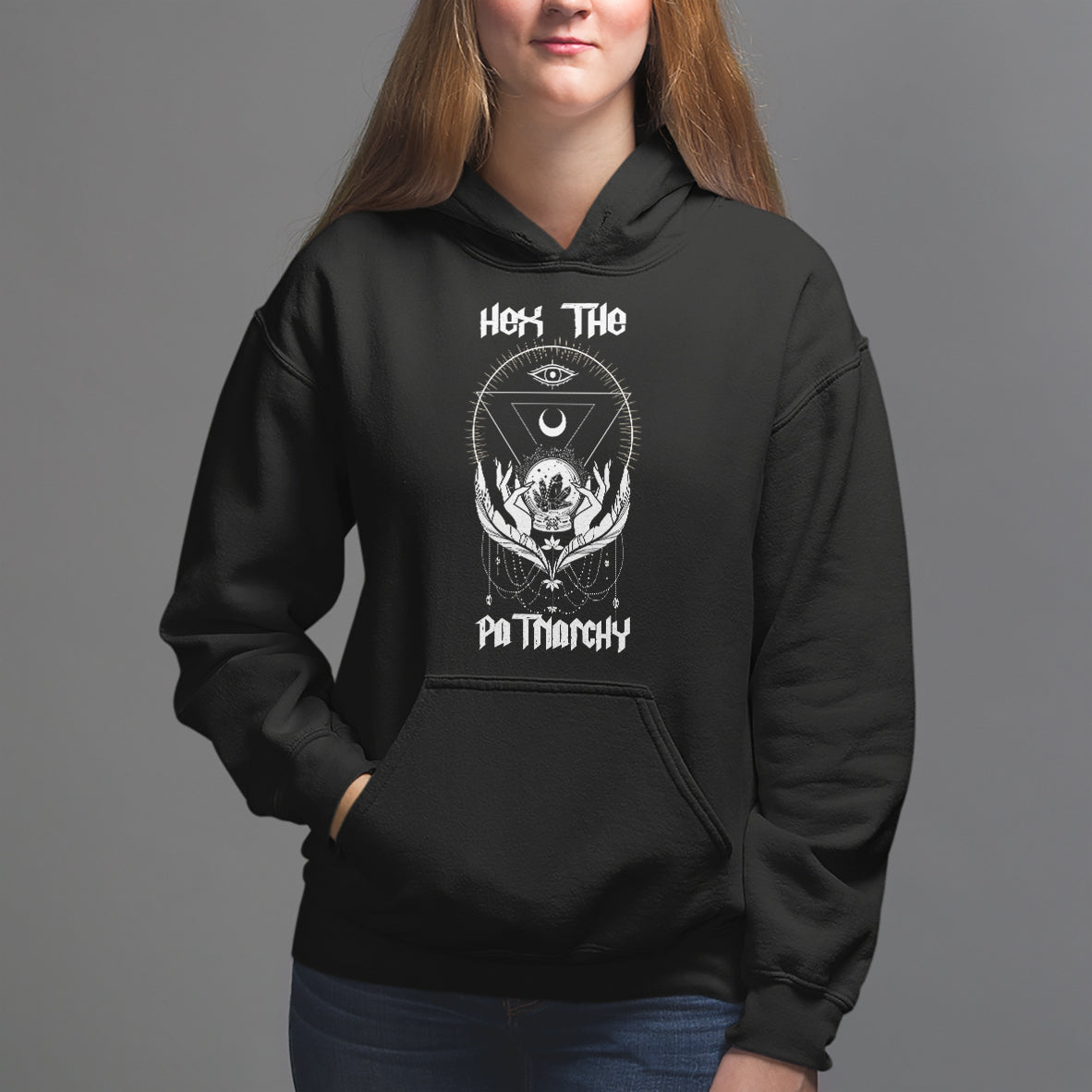 Hex The Patriarchy Feminist Witch Celestial Moon Hoodie - Wonder Print Shop