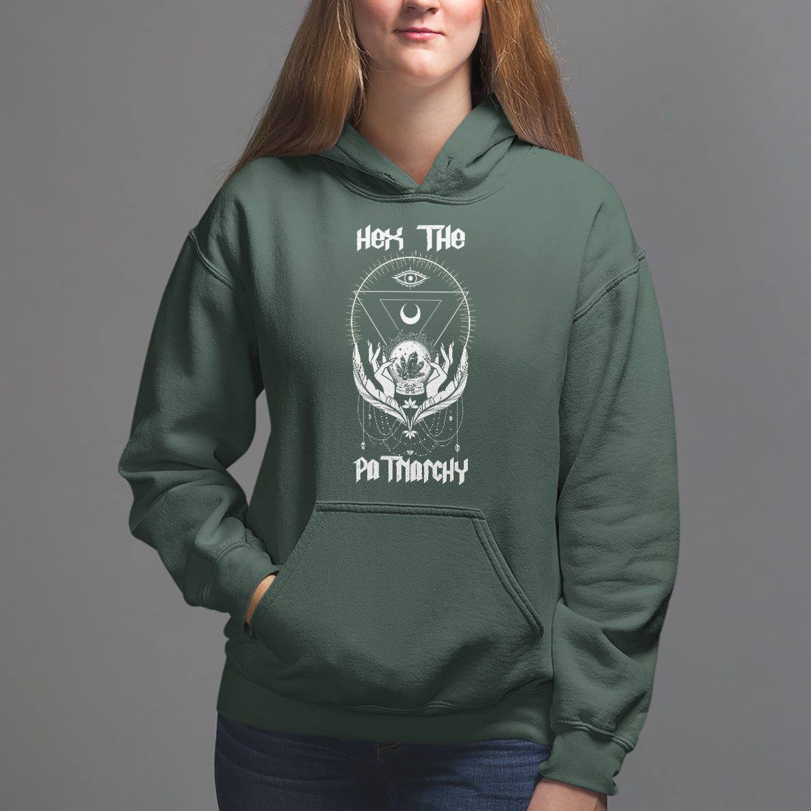 Hex The Patriarchy Feminist Witch Celestial Moon Hoodie - Wonder Print Shop