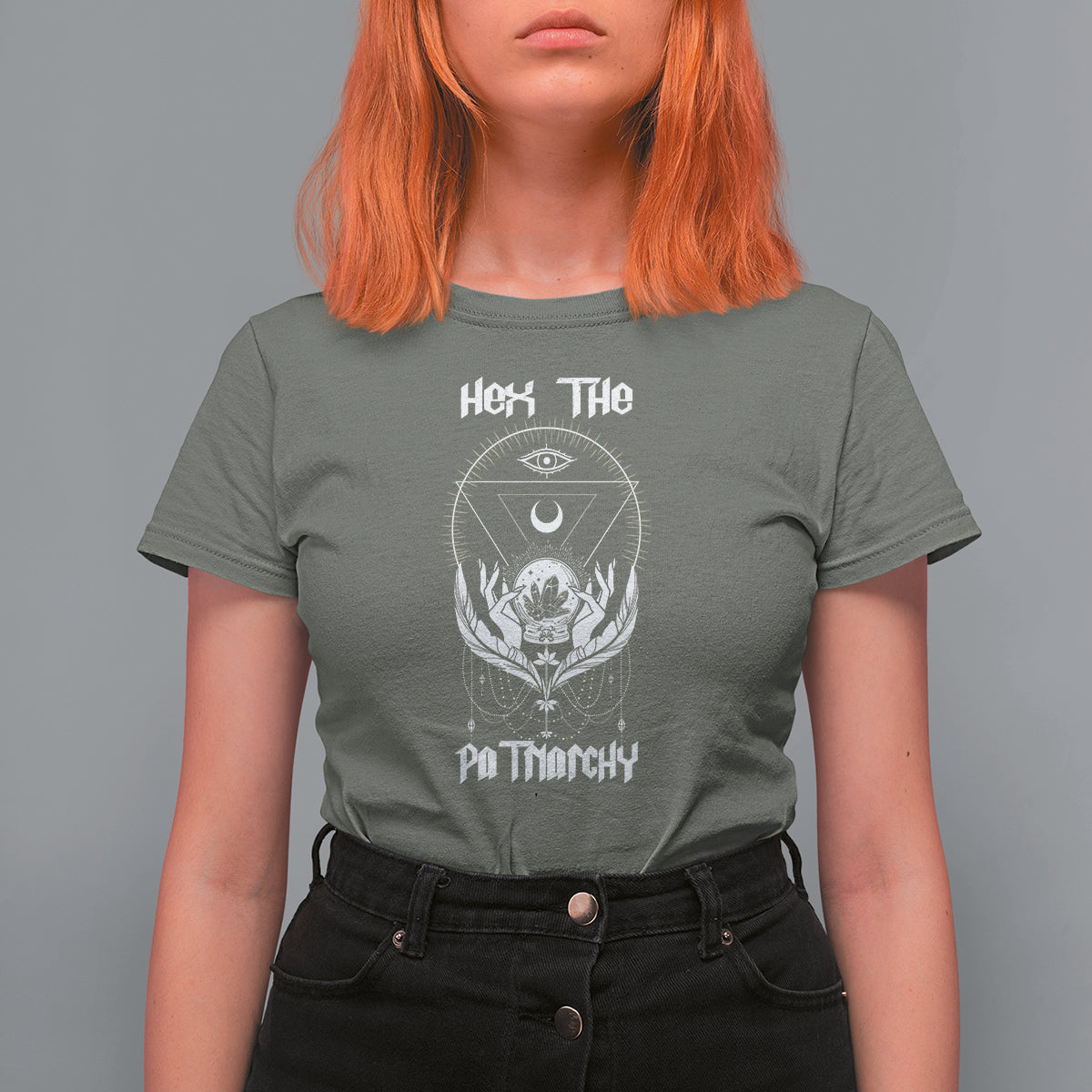 Hex The Patriarchy Feminist Witch Celestial Moon T Shirt For Women - Wonder Print Shop