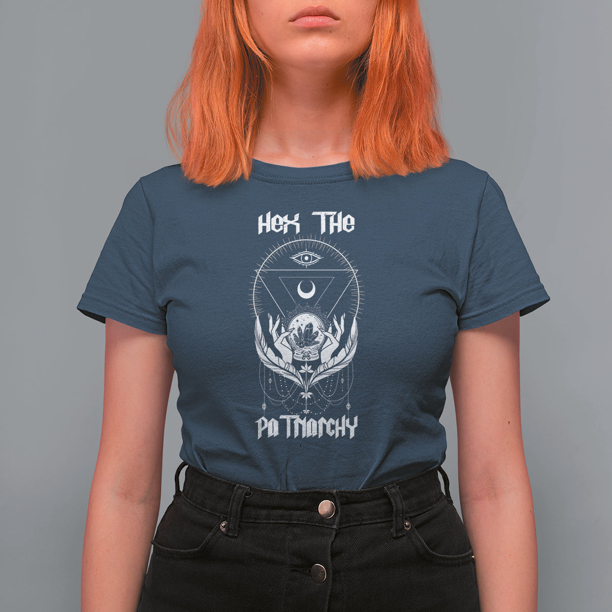 Hex The Patriarchy Feminist Witch Celestial Moon T Shirt For Women - Wonder Print Shop