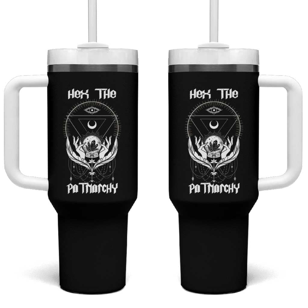 Hex The Patriarchy Feminist Witch Celestial Moon Tumbler With Handle
