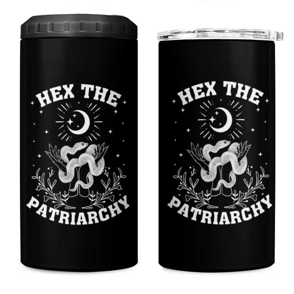 Feminist Witch 4 in 1 Can Cooler Tumbler Hex The Patriarchy Celestial Moon Snake