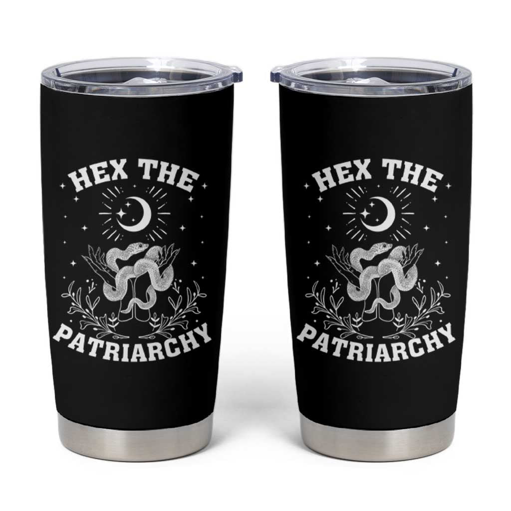 Feminist Witch Tumbler Cup Hex The Patriarchy Celestial Moon Snake