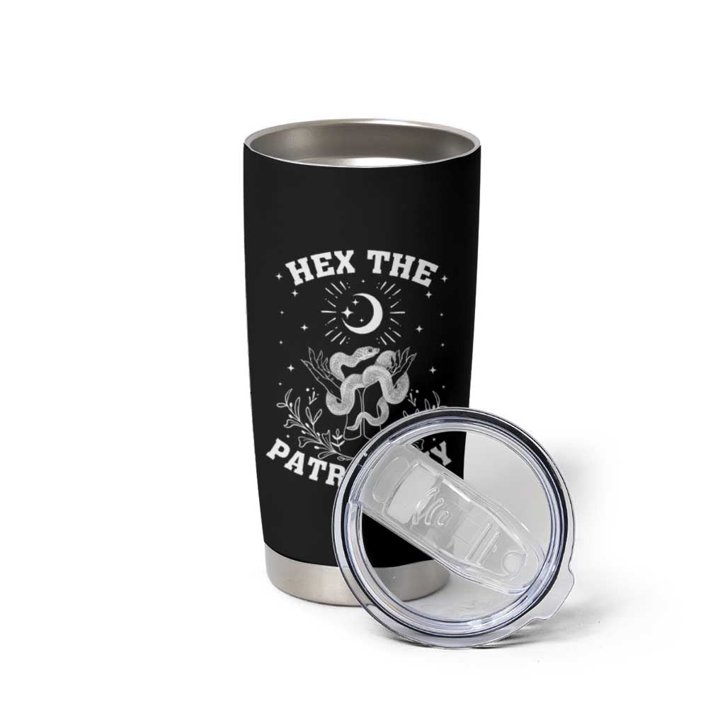 Feminist Witch Tumbler Cup Hex The Patriarchy Celestial Moon Snake