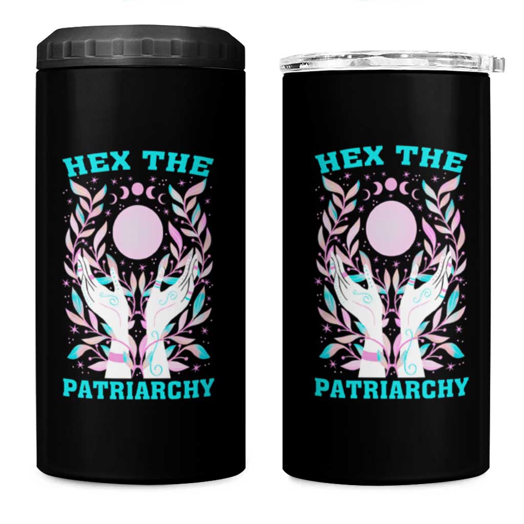 Feminist Witch 4 in 1 Can Cooler Tumbler Hex The Patriarchy Celestial Moon