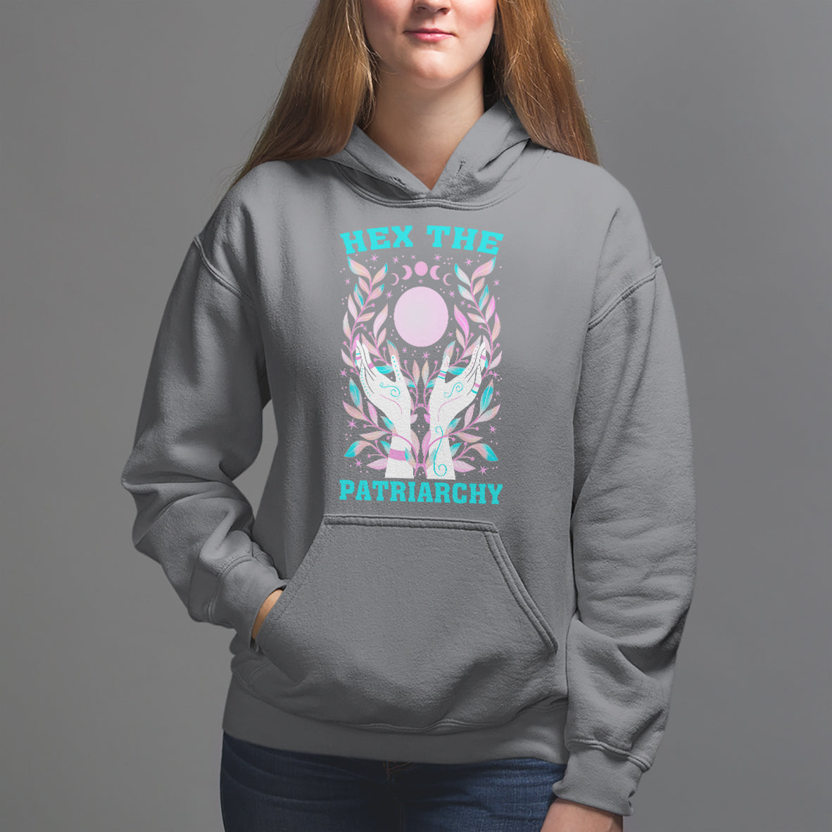 Feminist Witch Hoodie Hex The Patriarchy Celestial Moon - Wonder Print Shop