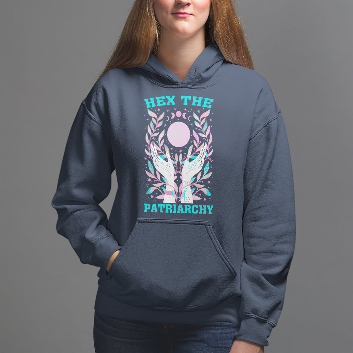 Feminist Witch Hoodie Hex The Patriarchy Celestial Moon - Wonder Print Shop