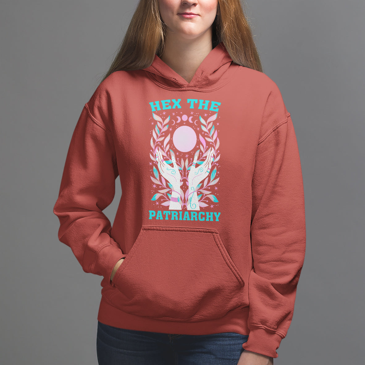 Feminist Witch Hoodie Hex The Patriarchy Celestial Moon - Wonder Print Shop