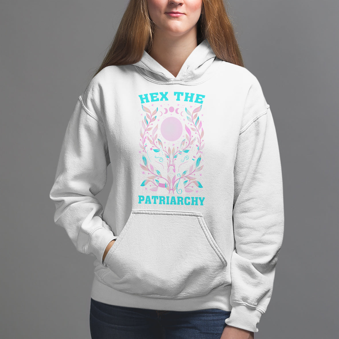 Feminist Witch Hoodie Hex The Patriarchy Celestial Moon - Wonder Print Shop