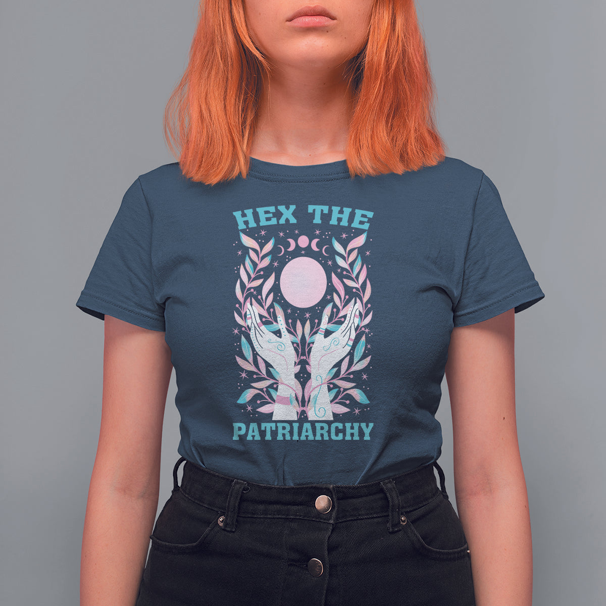 Feminist Witch T Shirt For Women Hex The Patriarchy Celestial Moon - Wonder Print Shop