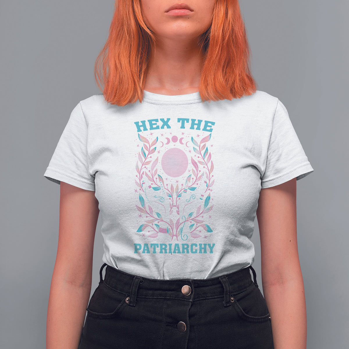 Feminist Witch T Shirt For Women Hex The Patriarchy Celestial Moon - Wonder Print Shop