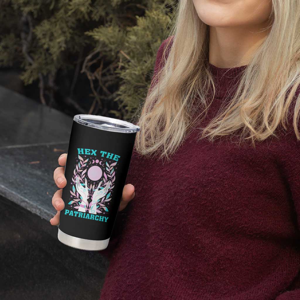 Feminist Witch Tumbler Cup Hex The Patriarchy Celestial Moon