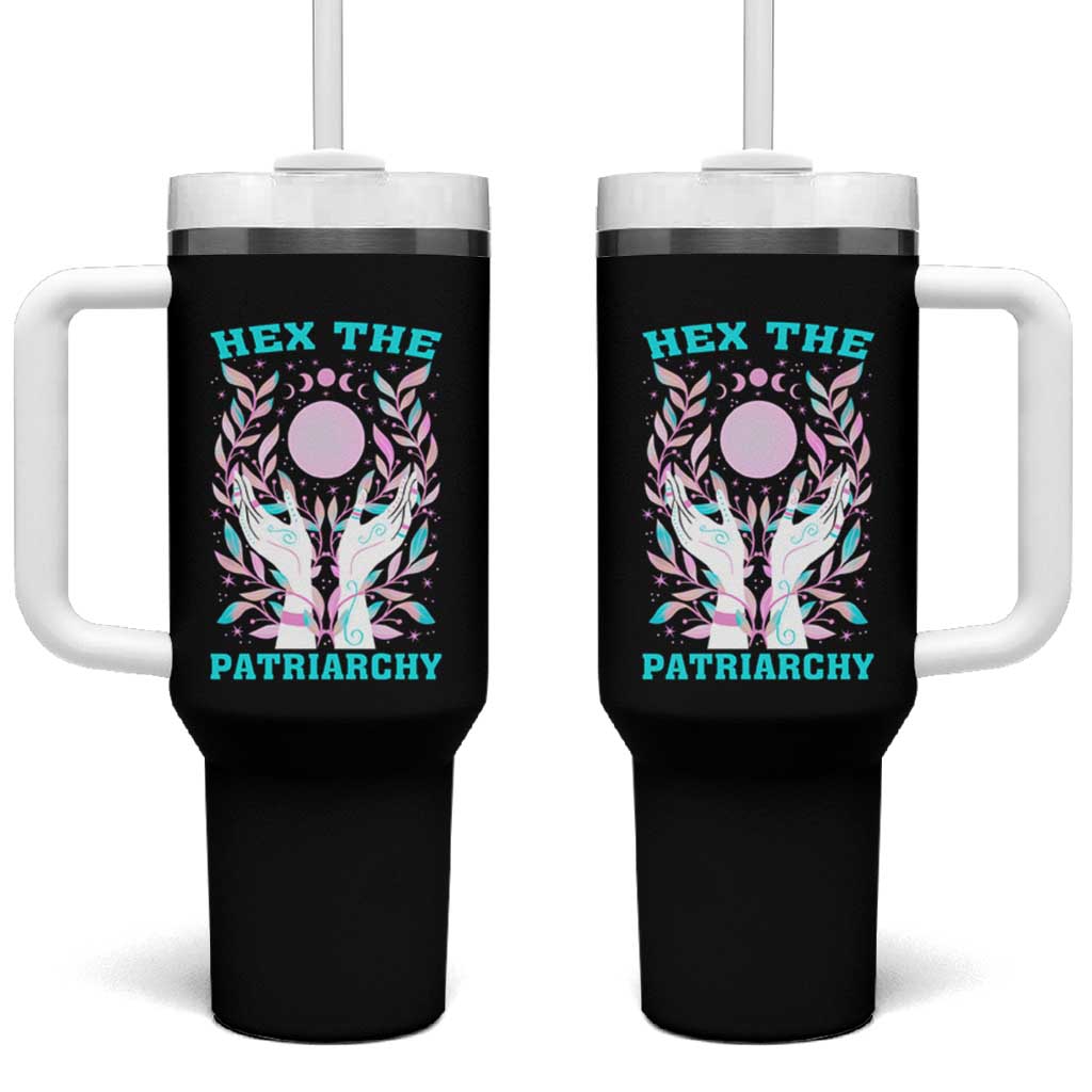 Feminist Witch Tumbler With Handle Hex The Patriarchy Celestial Moon