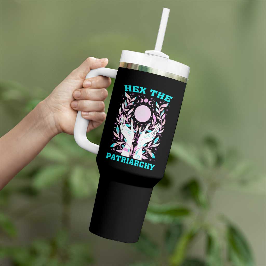 Feminist Witch Tumbler With Handle Hex The Patriarchy Celestial Moon