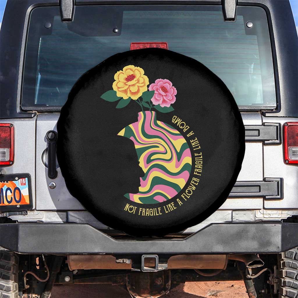 Not Fragile Like A Flower Fragile Like A Bomb Women's Rights RBG Ruth Bader Ginsburg Spare Tire Cover