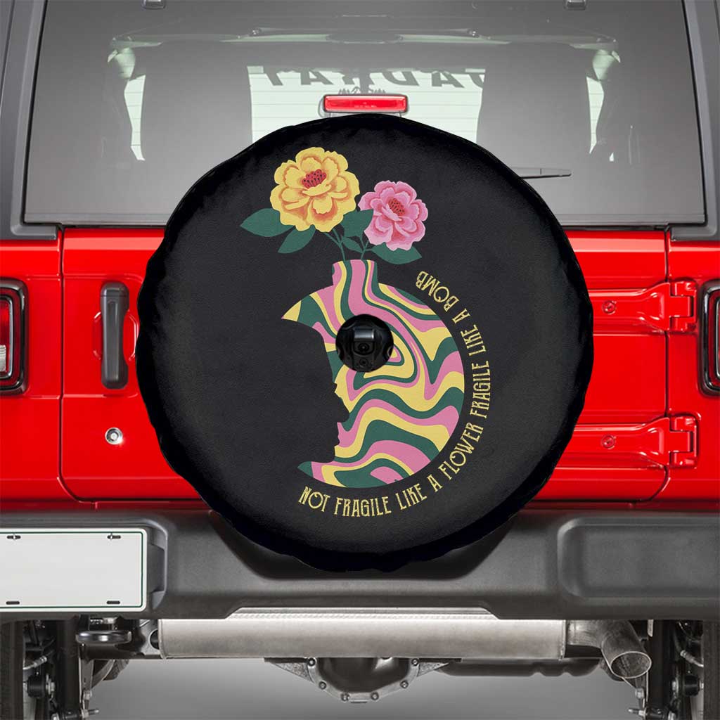 Not Fragile Like A Flower Fragile Like A Bomb Women's Rights RBG Ruth Bader Ginsburg Spare Tire Cover