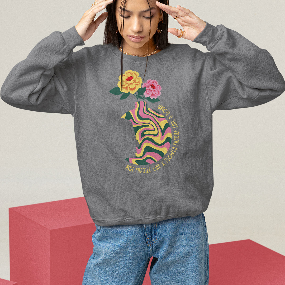 Not Fragile Like A Flower Fragile Like A Bomb Women's Rights RBG Ruth Bader Ginsburg Sweatshirt - Wonder Print Shop