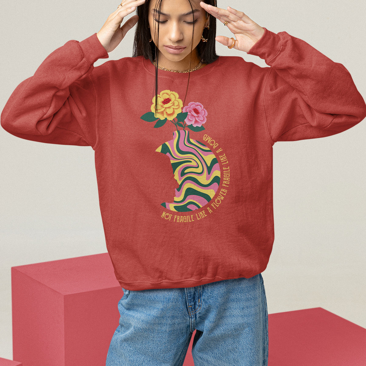 Not Fragile Like A Flower Fragile Like A Bomb Women's Rights RBG Ruth Bader Ginsburg Sweatshirt - Wonder Print Shop