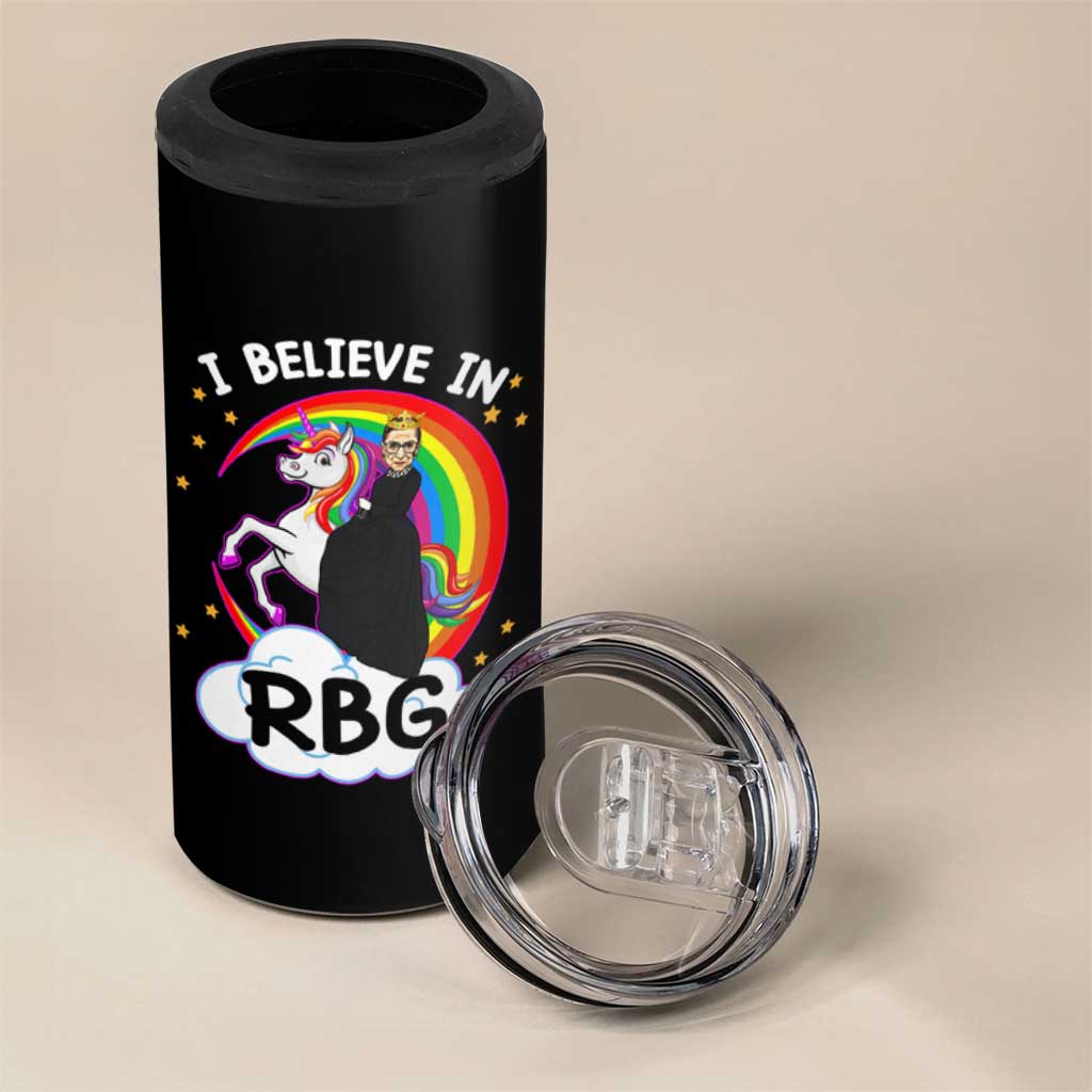 I Believe In RBG Unicorn Feminist Women's Rights 4 in 1 Can Cooler Tumbler