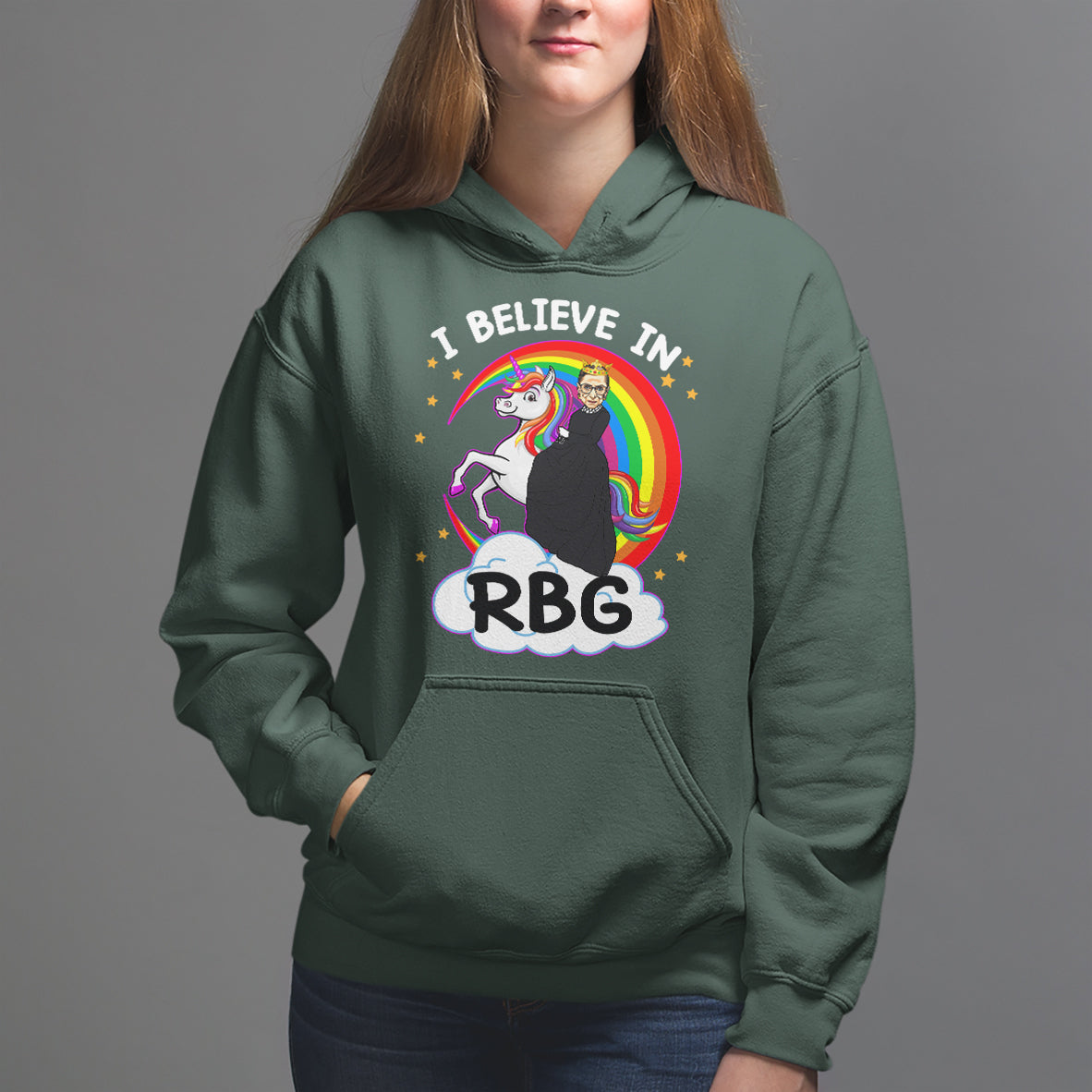 I Believe In RBG Unicorn Feminist Women's Rights Hoodie - Wonder Print Shop
