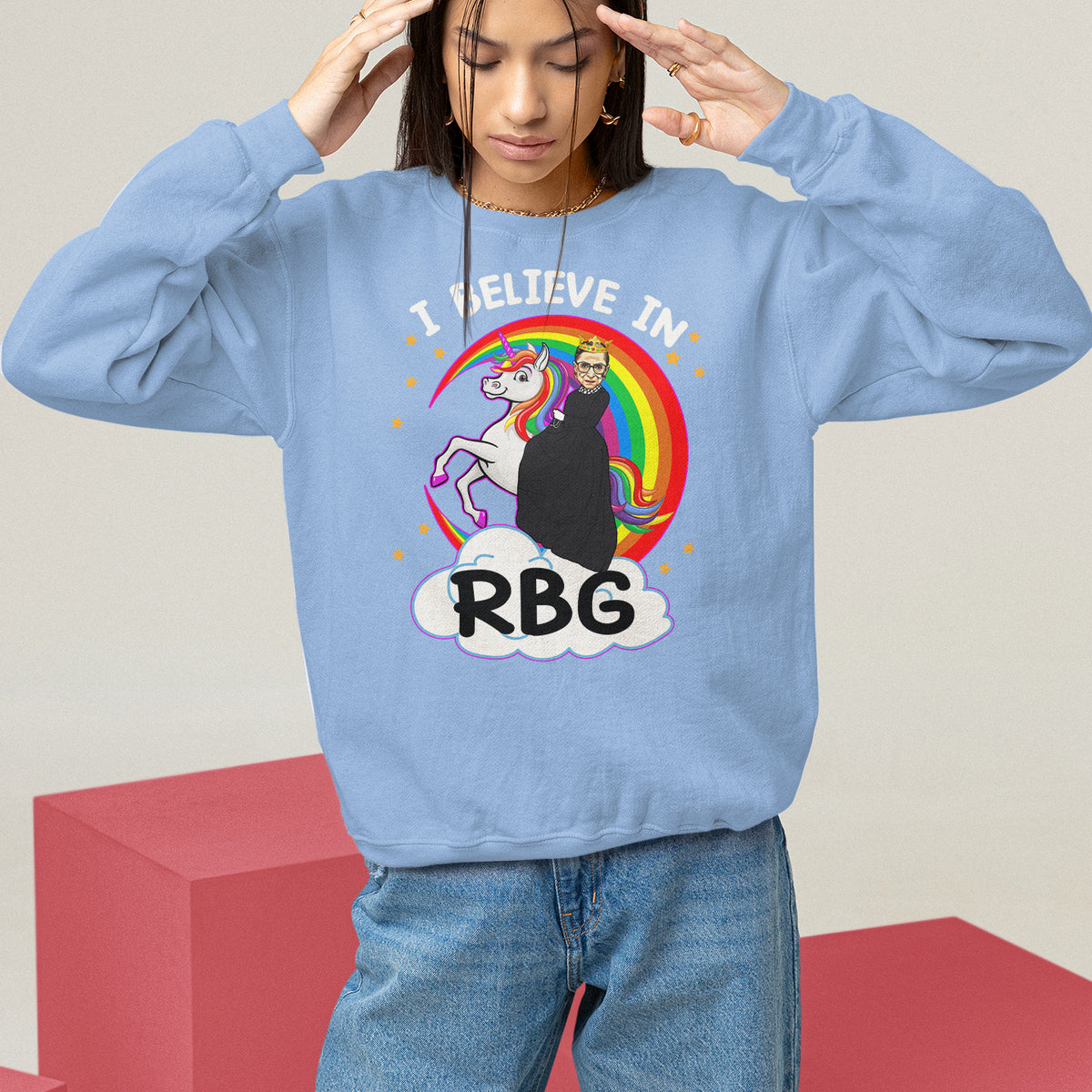 I Believe In RBG Unicorn Feminist Women's Rights Sweatshirt - Wonder Print Shop