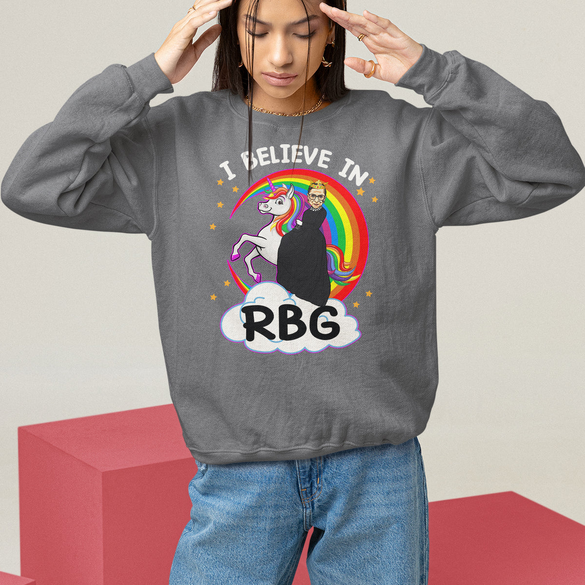 I Believe In RBG Unicorn Feminist Women's Rights Sweatshirt - Wonder Print Shop