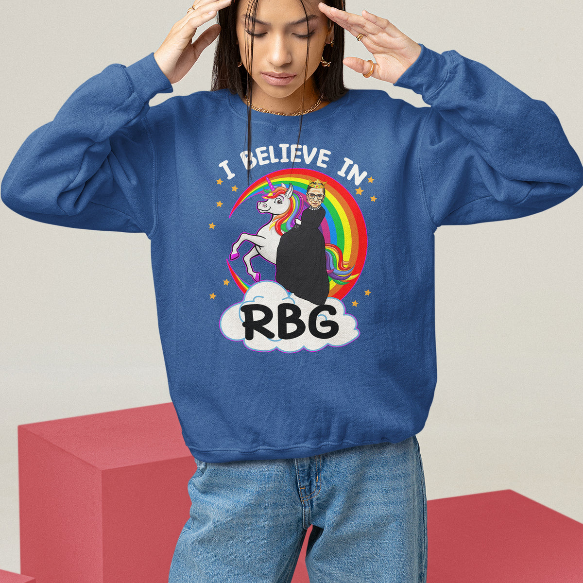 I Believe In RBG Unicorn Feminist Women's Rights Sweatshirt - Wonder Print Shop