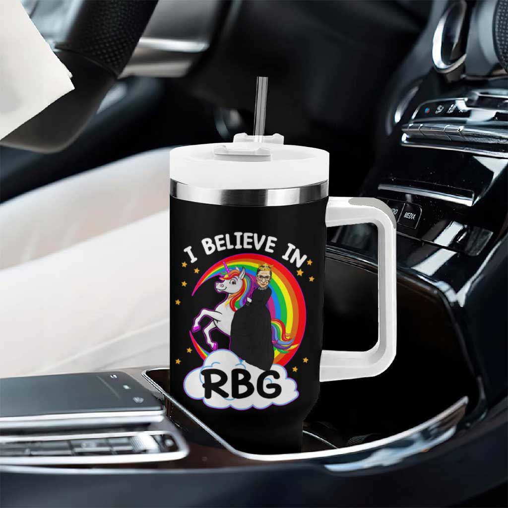 I Believe In RBG Unicorn Feminist Women's Rights Tumbler With Handle