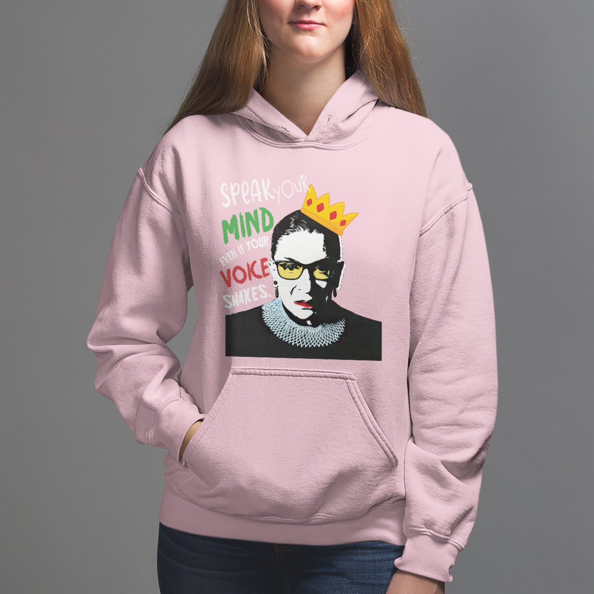 Speak Your Mind Even If Your Voice Shakes Hoodie Feminist RBG Ruth Bader Ginsburg - Wonder Print Shop