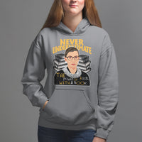 Never Underestimate The Power Of A Girl With A Book Hoodie Feminist RBG Ruth Bader Ginsburg - Wonder Print Shop
