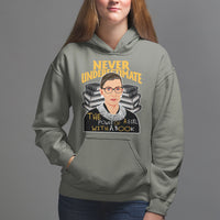 Never Underestimate The Power Of A Girl With A Book Hoodie Feminist RBG Ruth Bader Ginsburg - Wonder Print Shop