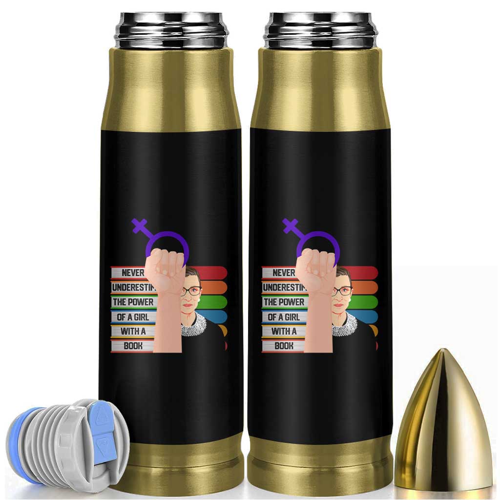 Feminist Bullet Tumbler Never Underestimate The Power Of A Girl With A Book RBG
