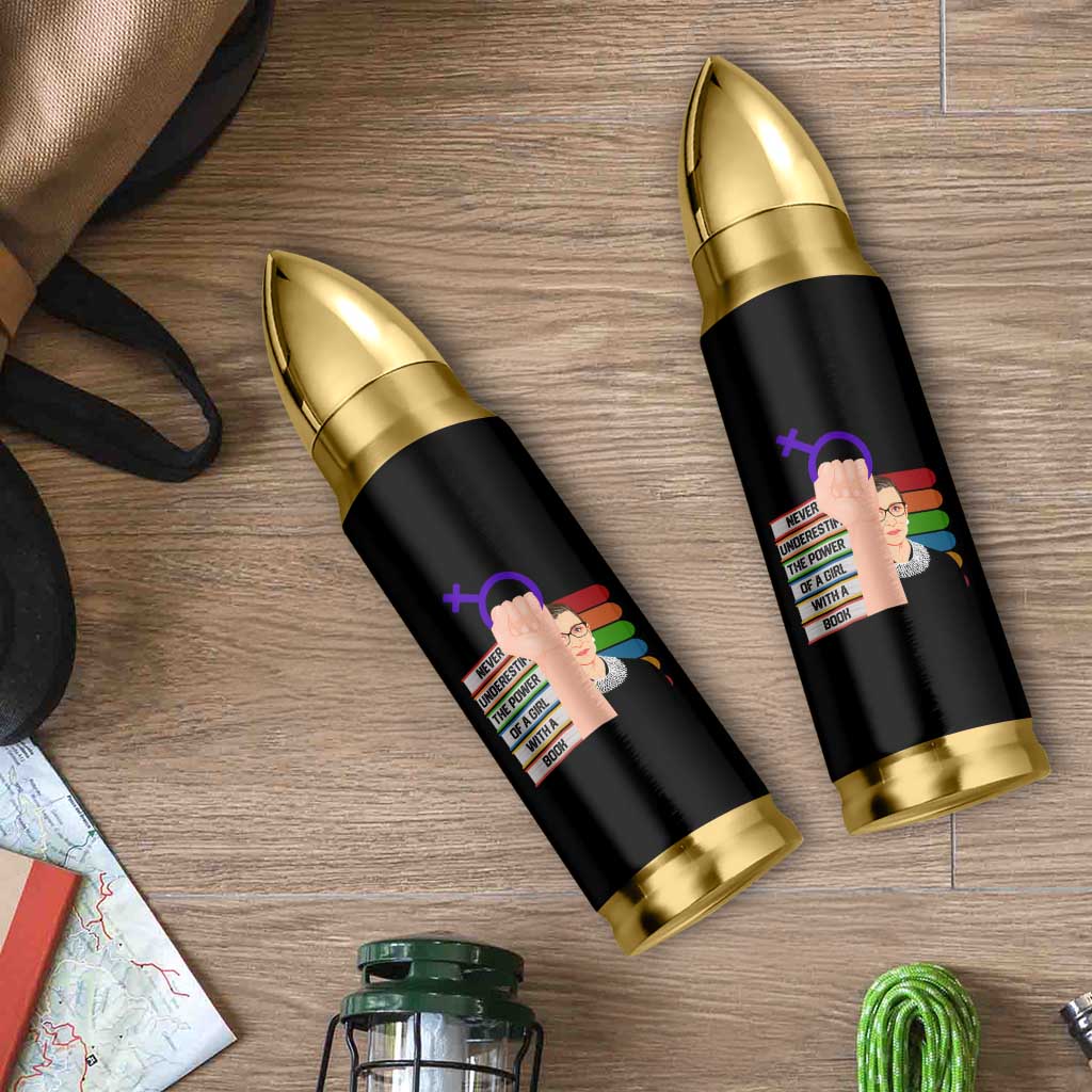 Feminist Bullet Tumbler Never Underestimate The Power Of A Girl With A Book RBG