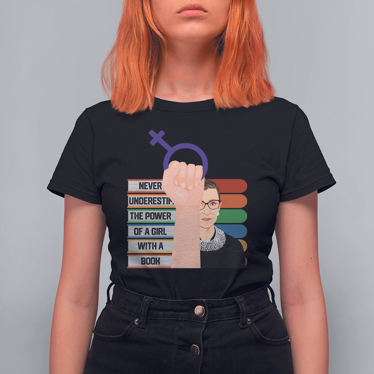 Feminist T Shirt For Women Never Underestimate The Power Of A Girl With A Book RBG - Wonder Print Shop