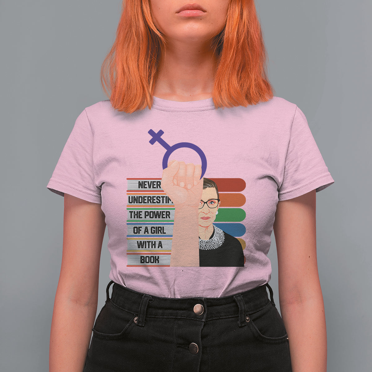 Feminist T Shirt For Women Never Underestimate The Power Of A Girl With A Book RBG - Wonder Print Shop