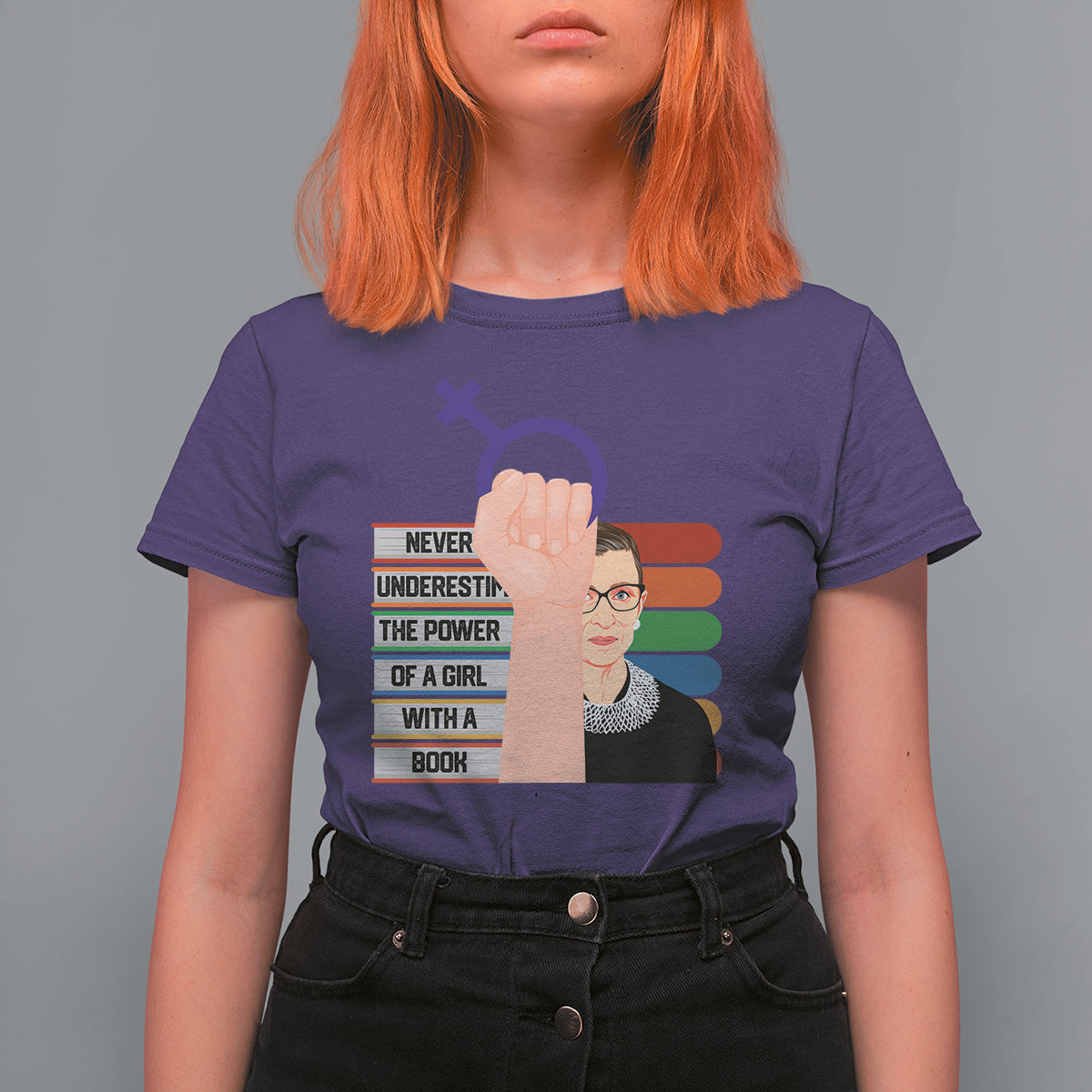 Feminist T Shirt For Women Never Underestimate The Power Of A Girl With A Book RBG - Wonder Print Shop
