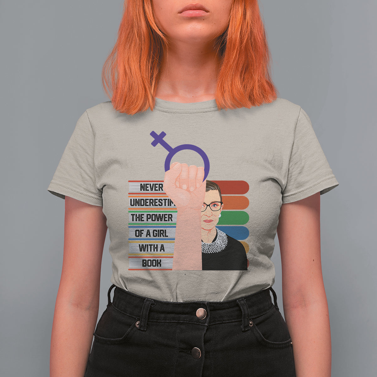 Feminist T Shirt For Women Never Underestimate The Power Of A Girl With A Book RBG - Wonder Print Shop